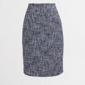 J. Crew Navy Tweed Pencil Skirt